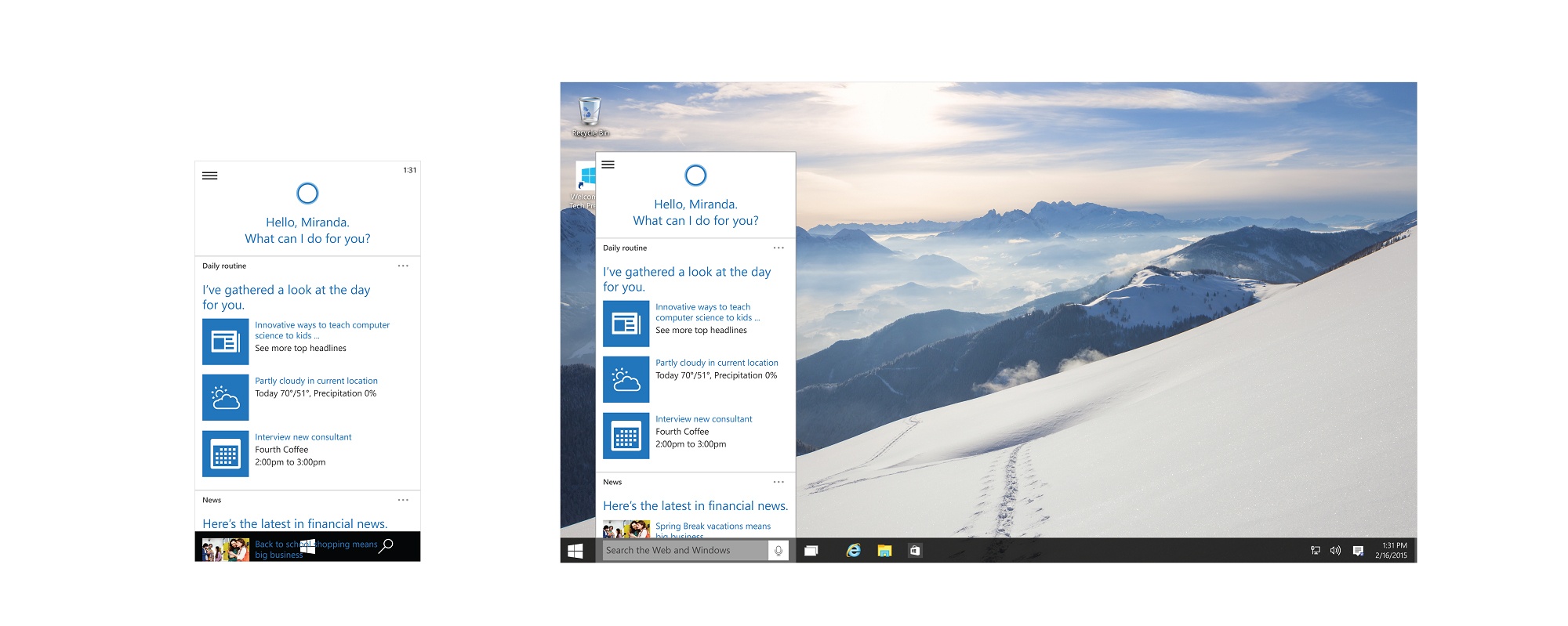 Cortana su PC, novità assoluta in WIndows 10